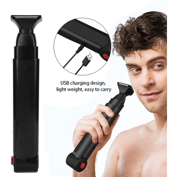Elektrisk ryg hårs trimmer, Bærbar USB genopladelig lang håndtag ryg hårfjerning, foldbar krops trimmer, mand ryg barbermaskine
