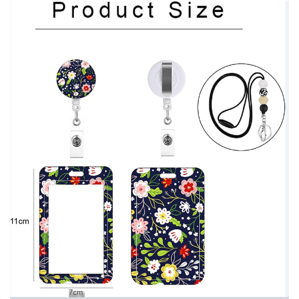 A set of cute floral lanyard with silicone beads retractable