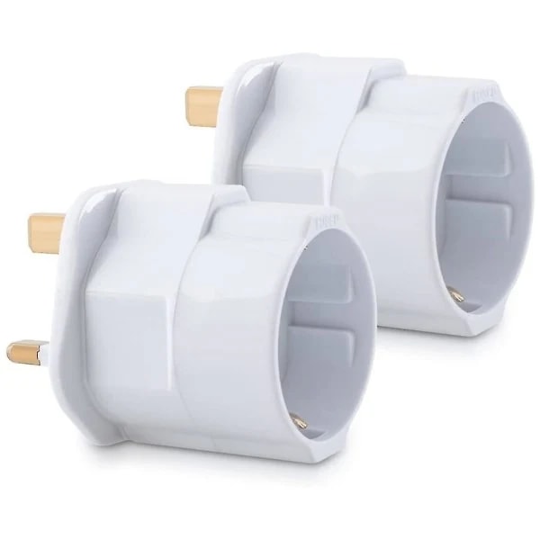 2x Rejseadapter Adapterstik til England - Rejsestik Power EU til UK-stik - Rejsestik Hvid_qudddd