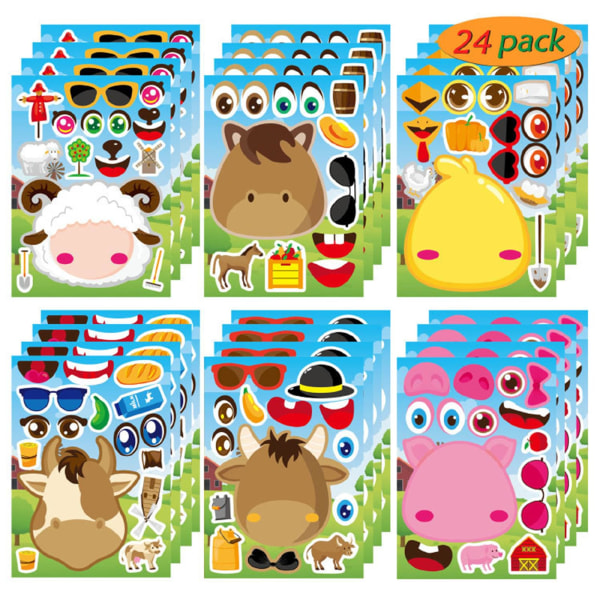 24 farm animals make face stickers and make your own farm pig stickers for kids