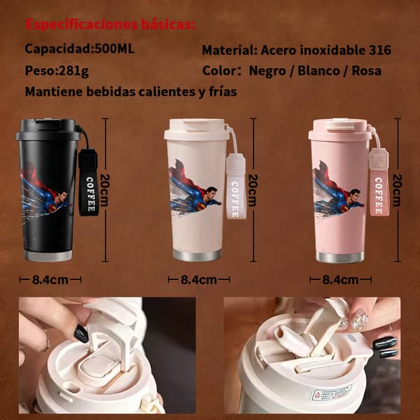 Kaffetermos 500ml 316 Rustfritt Stål Juledesign Pink
