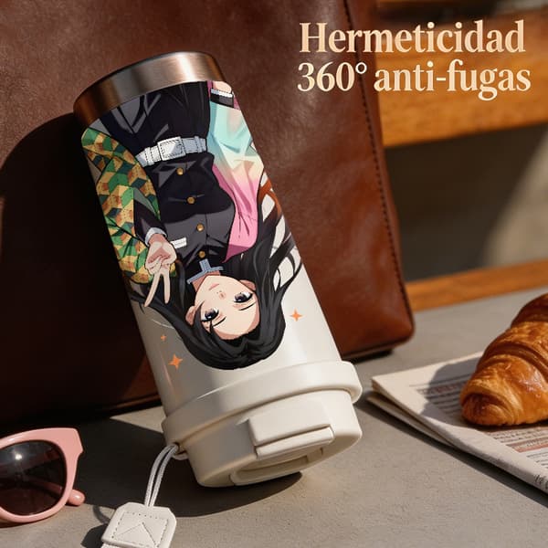 Kaffetermos 500ml Rostfritt Stål Geometrisk Design, Isolerad kaffemugg, läckagesäker resemugg med lock Black