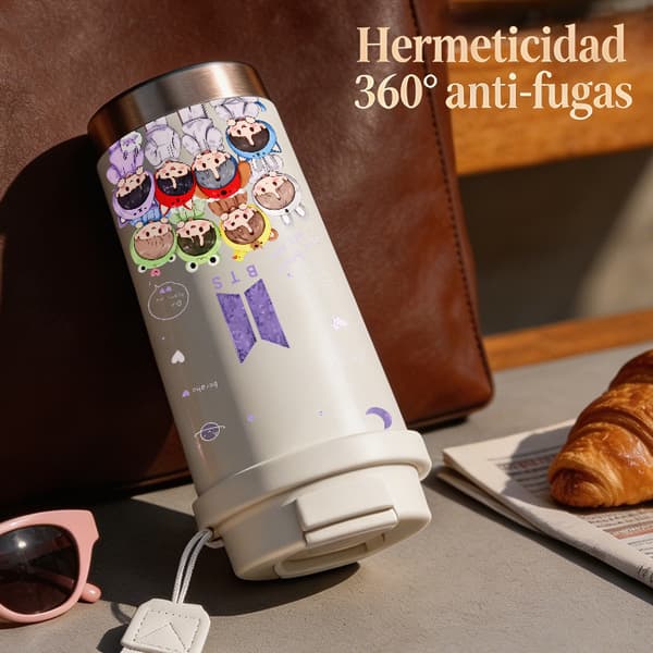 Kaffetermos 500ml 316 Rustfritt Stål Blomsterdesign Pink