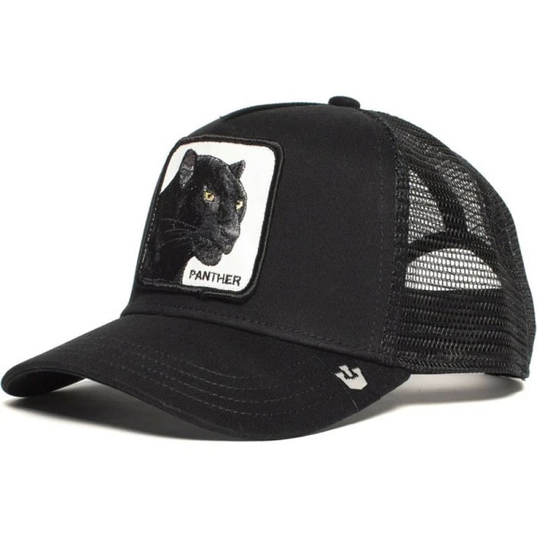 Mesh Djurbroderi Snapback Cap Sort Panter