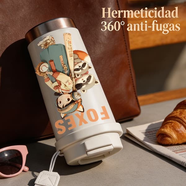 Termokopp 500ml Rustfritt Stål Blomsterdesign White