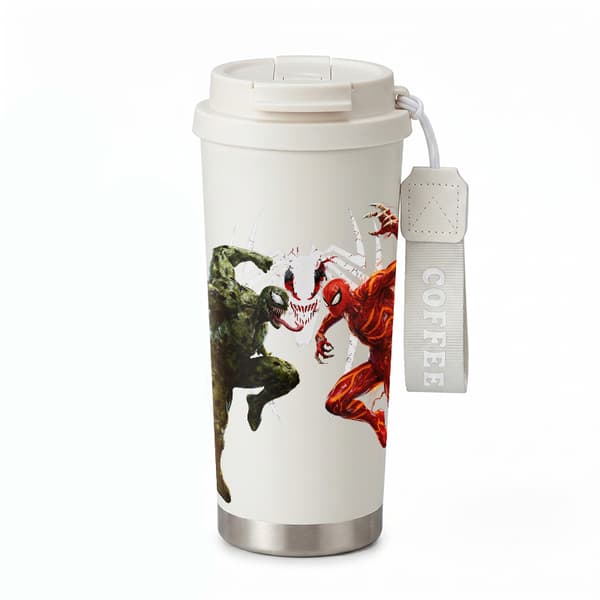 Kaffetermokande 500ml Rustfrit Stål Blomsterdesign White