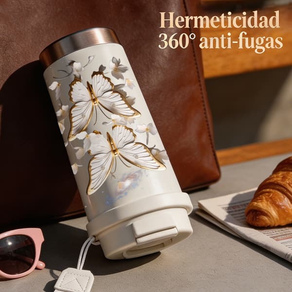 Kaffetermos 500ml 316 Rustfritt Stål Tegneseriedesign White