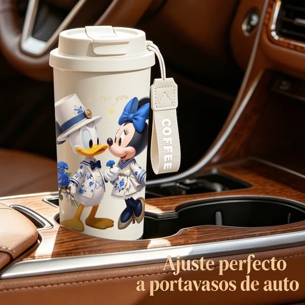 Termisk kaffemugg 500ml Rostfritt stål Abstrakt design, Isolerad kaffemugg, läckagesäker resemugg med lock White