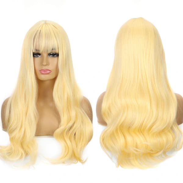 Toupee Parykk med Blondefront, Langt Rett Hår, A