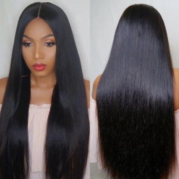 Kvinnors peruk långt rakt hår semi-split kemisk fiber h