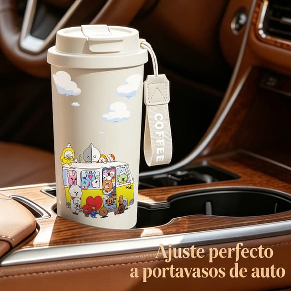 Termosmugg 500 ml rostfritt stål juldesign, isolerad kaffemugg, läckagesäker resemugg med lock Pink