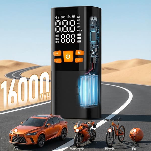 Bärbar däckpump luftkompressor - Sladdlös & 12V DC luftpump för bildäck, 150 PSI cykelpump med digital tryckmätare