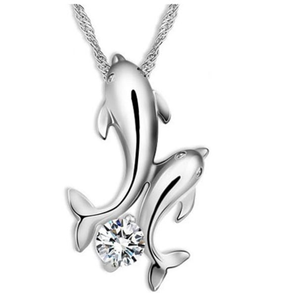 Dolphin Halskje Dolphin Henger Elsker Diamant Dobbel Dolphin