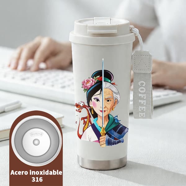 Kaffetermokande 500ml 316 Rustfrit Stål Kunstnerisk Design White