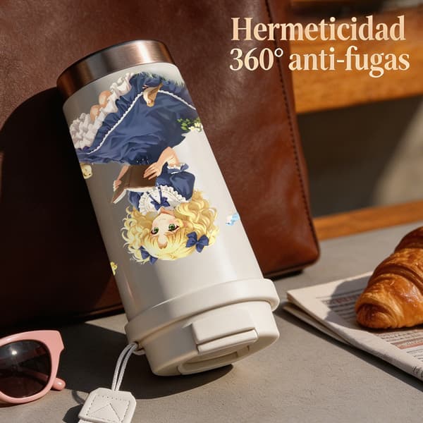 Kaffetermos 500ml Rustfritt Stål Vintage Design White