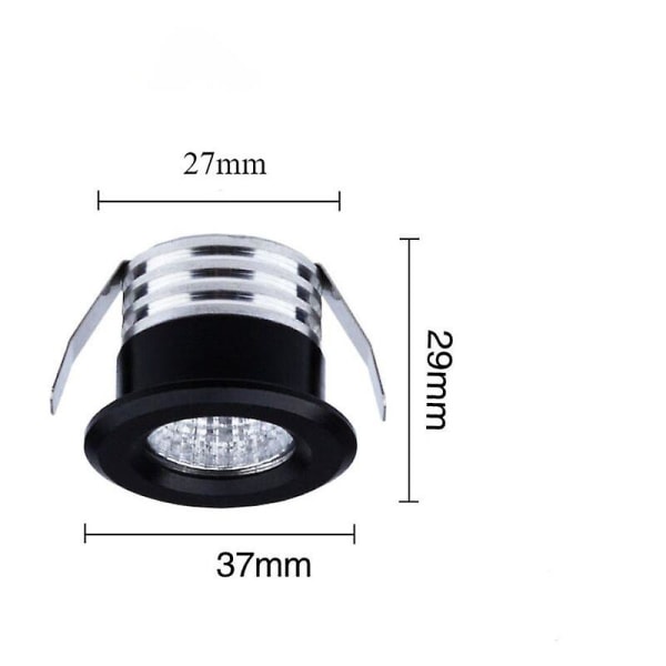 Sett med 4 mini LED-innfelte spotlights, 3 W, varmt lys, svart