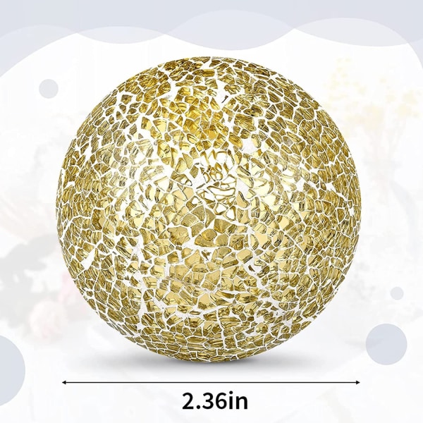 1 St. Gyllene Mosaikbollar Dekorativa Glasbollar 6cm Mosaik