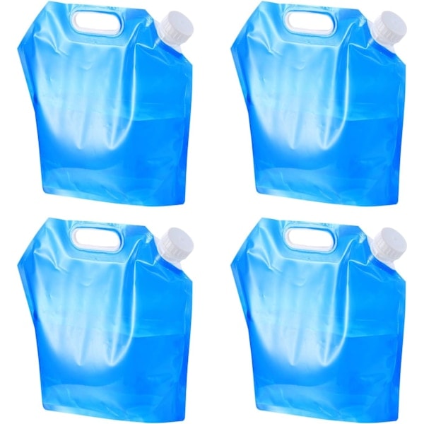 4-pack vattenbehållare, 5L hopfällbar dricksvattenbehållare för bil, hopfällbar vattenpåse för utomhusbruk, sport, vandring