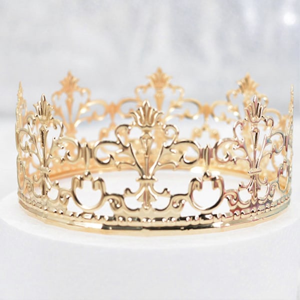 Kagepynt Realistisk Udseende Rustfri Metal Krone Kagepynt Royal Tema Baby Shower Dekoration Til Hjemmet Rose Gold L