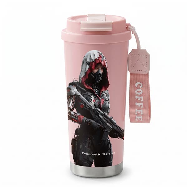 Kaffe Termokande 500ml Rustfrit Stål Retro Design Pink