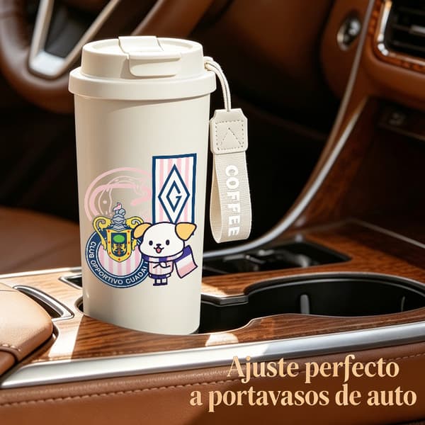 Kaffetermos 500ml Rostfritt Stål Tecknad Design, Isolerad kaffemugg, läckagesäker resemugg med lock White