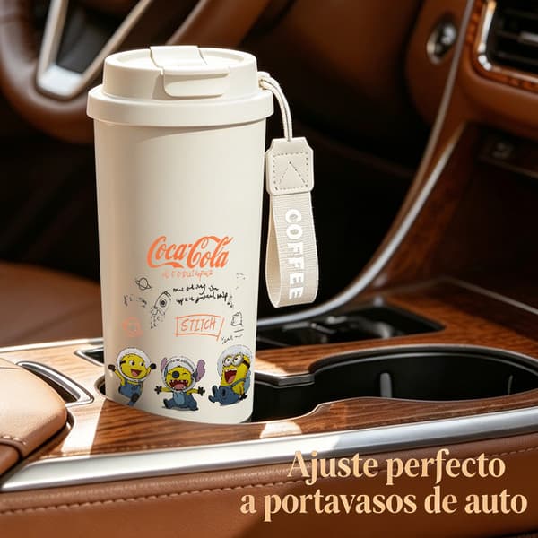 Termisk kaffekopp 500ml 316 rustfritt stål blomsterdesign White