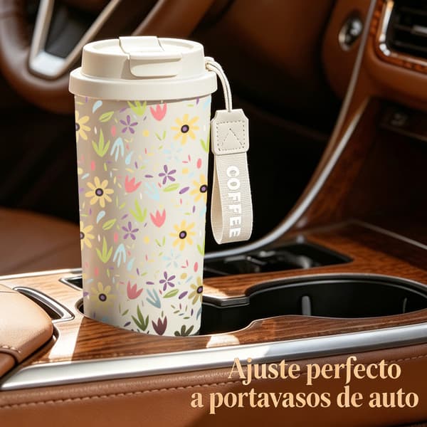 Termisk kaffekopp 500ml rustfritt stål geometrisk design Black
