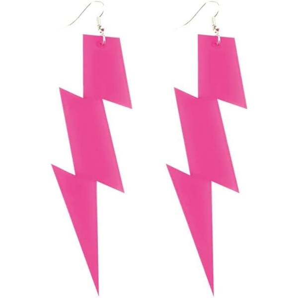 1 par (Roseröd) Blixtörhängen för Flash Bolt Dangle Neon