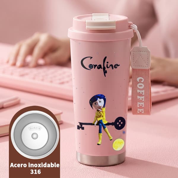 Kaffetermos 500ml 316 Rustfritt Stål Fargerikt Design Pink