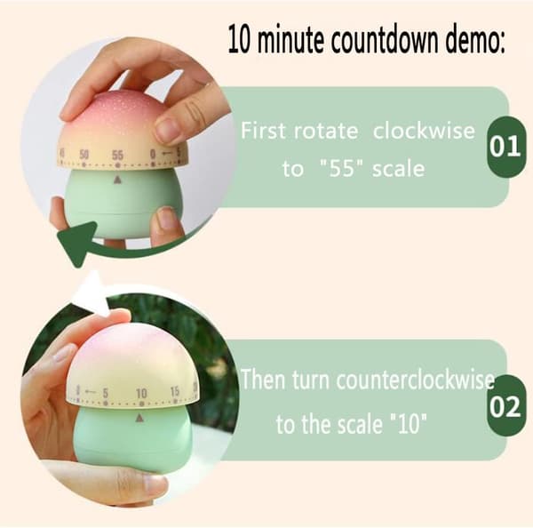 1 stycke (Grön) Hoshen Mekanisk Timer, Tecknad Svampformad