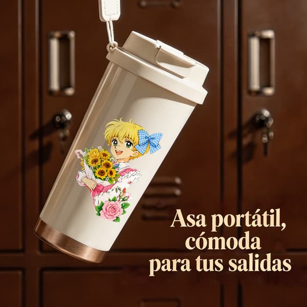 Termisk kaffemugg 500ml rostfritt stål festlig design, isolerad kaffemugg, läckagesäker resemugg med lock Black