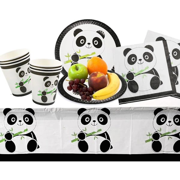 41 deler panda festutstyr, servise, papirplater,