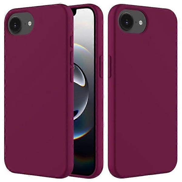 Yhteensopiva iPhone 16e -kuori, pudotuksenkestävä nestemäinen silikoni pehmeällä vuorella, takasuojus WineRed