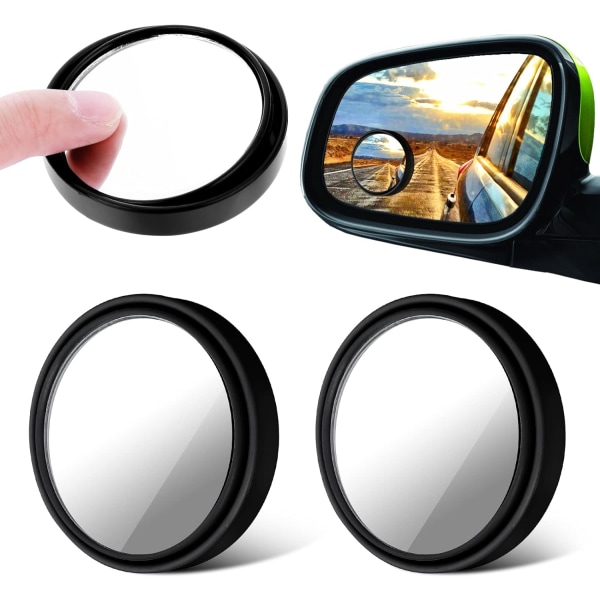 4 delar (svart) Tunn döda vinkel bilspegel, 360° justerbar