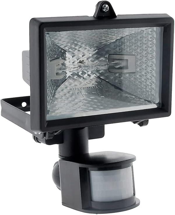 150W sort halogen projektør med sensor