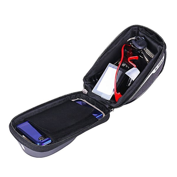 Cykeltelefonpose Rammepose, Vandtæt Cykeltelefonholder MTB Rammepose Styrtaske Touchskærm til Smartphone Under 6,5 Tommer (Sort), Fontainebl