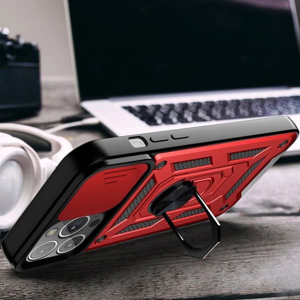 iPhone 13 Pro Max - CamShield Armor Hybrid Ring -kuori - Musta