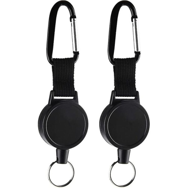 2-pack Retractable Nyckelring ID-korthållare med Stålkabel 65 cm