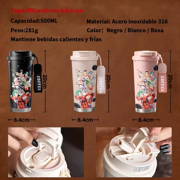 Kaffetermos 500ml Rustfritt Stål Dyredesign Black