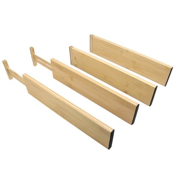 4 Bambu Lådindelare, Kökslådsorganisatör, Bambu