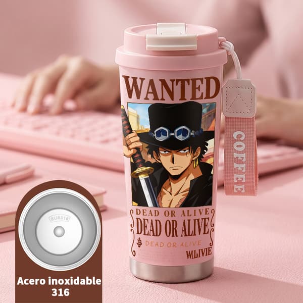 Termoskaffe Mugg 500ml Rostfritt Stål Retro Design, Isolerad kaffemugg, läckagesäker resemugg med lock Pink