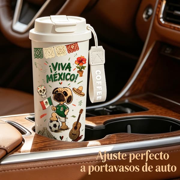 Kaffetermos 500ml Rostfritt Stål Anime Design, Isolerad kaffemugg, läckagesäker resemugg med lock White