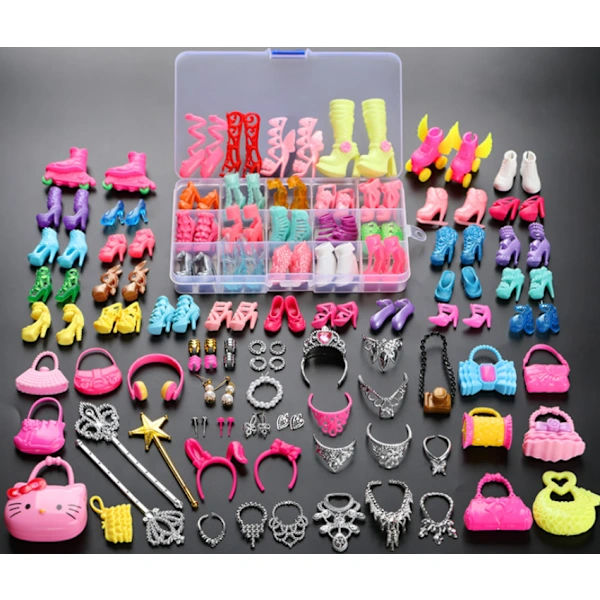 1 set med 30 cm Barbie-dockkläder, väskor, kläder, accessoarer,,A