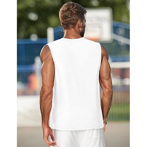 Tanktoppe til mænd, grafiske tanktoppe til mænd, sommer hawaiiansk palmetræ ærmeløs muskeltrøje, strand tanktoppe til mænd XL