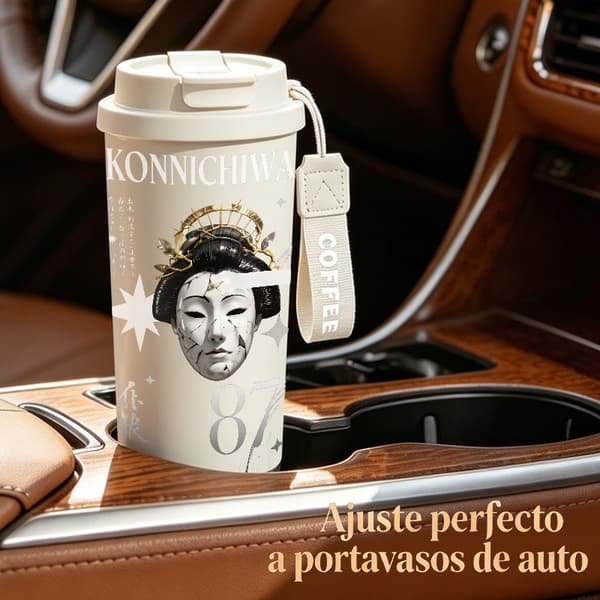 Kaffetermos 500ml Rustfritt Stål Tegneseriedesign Pink