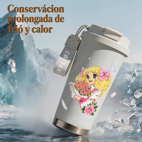 Termosmugg 500ml Rostfritt Stål Militär Design, Isolerad kaffemugg, läckagesäker resemugg med lock White