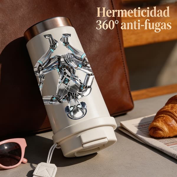 Termoskaffe Mugg 500ml Rostfritt Stål Djurmönster Design, Isolerad kaffemugg, läckagesäker resemugg med lock White