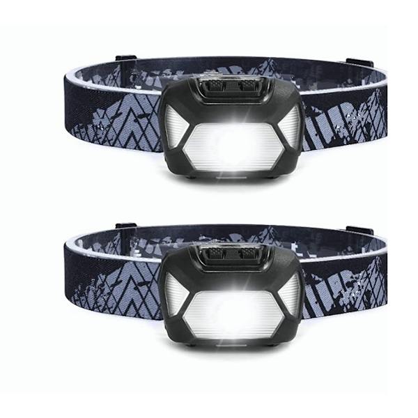 2 stk Kraftige Ladbare LED-Hodelykter, D500 USB LED Hodelykt