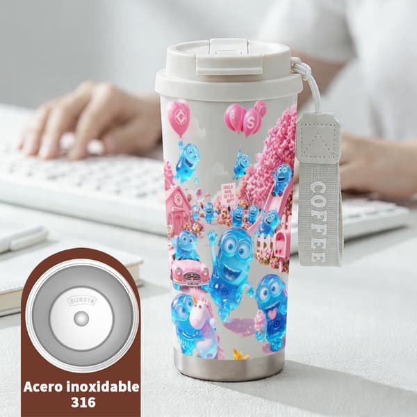 Bærbar Kaffe Termokande 500ml 316 Rustfrit Stål Halloween Design White