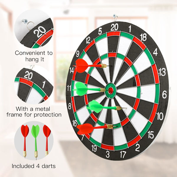Mini darttavla set, 12-tums dubbelsidig darttavla